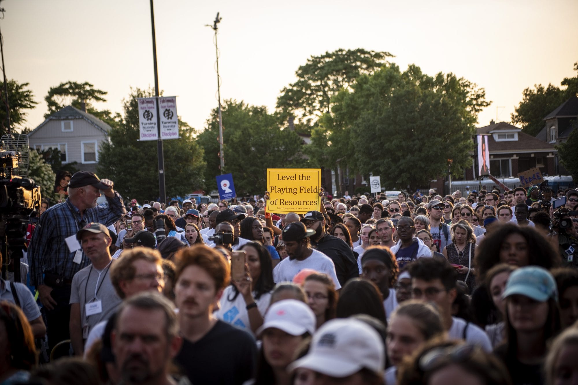 Father Micheal Pfleger of St Sabina Church, hosts a rally and peace march, featuring Rep. Gabby Giffords, Chance the Rapper, Will-I-am, and students from Majority Stoneman Douglas on on Friday June 15, 2018 in Chicago, IL. Photo: Christopher Dilts /