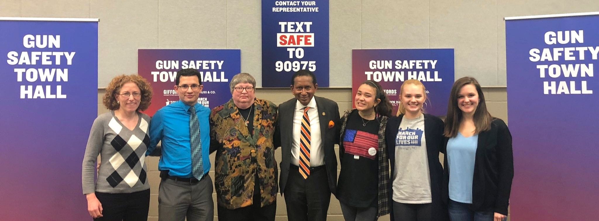 Rebecca Ceartas of North Carolinians Against Gun Violence, Dr. Brian Eichner of the American Academy of Pediatrics, gun violence survivor Kim Yaman, State Senator and gun violence survivor Floyd McKissick, Lauren Smith and Alyssa Morales of March For Our Lives Raleigh, and Katherine Phillips of Giffords discussed the importance of passing H.R. 8.