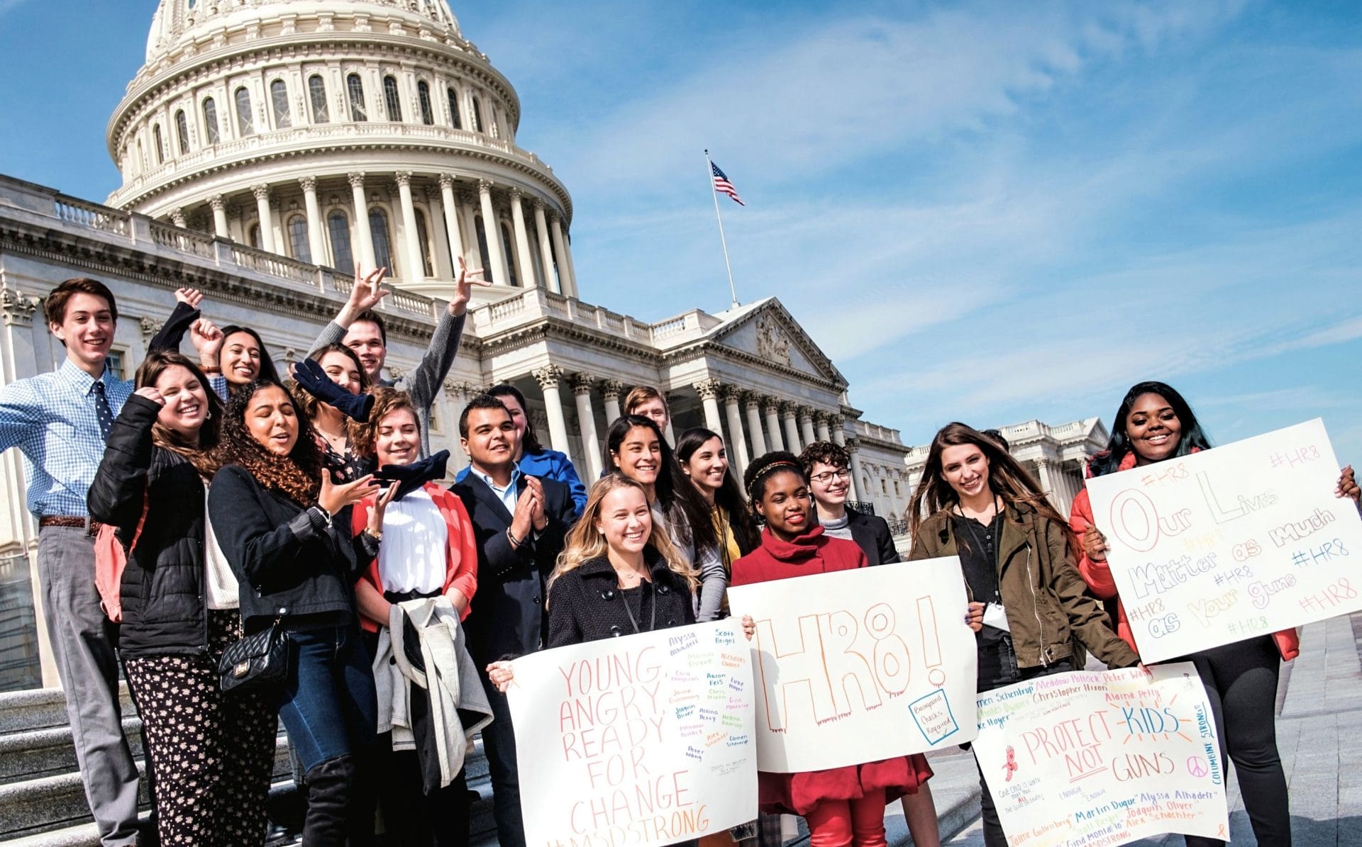 Giffords Courage Fellows celebrate the passage of H.R. 8 on the steps of the US Capitol. 