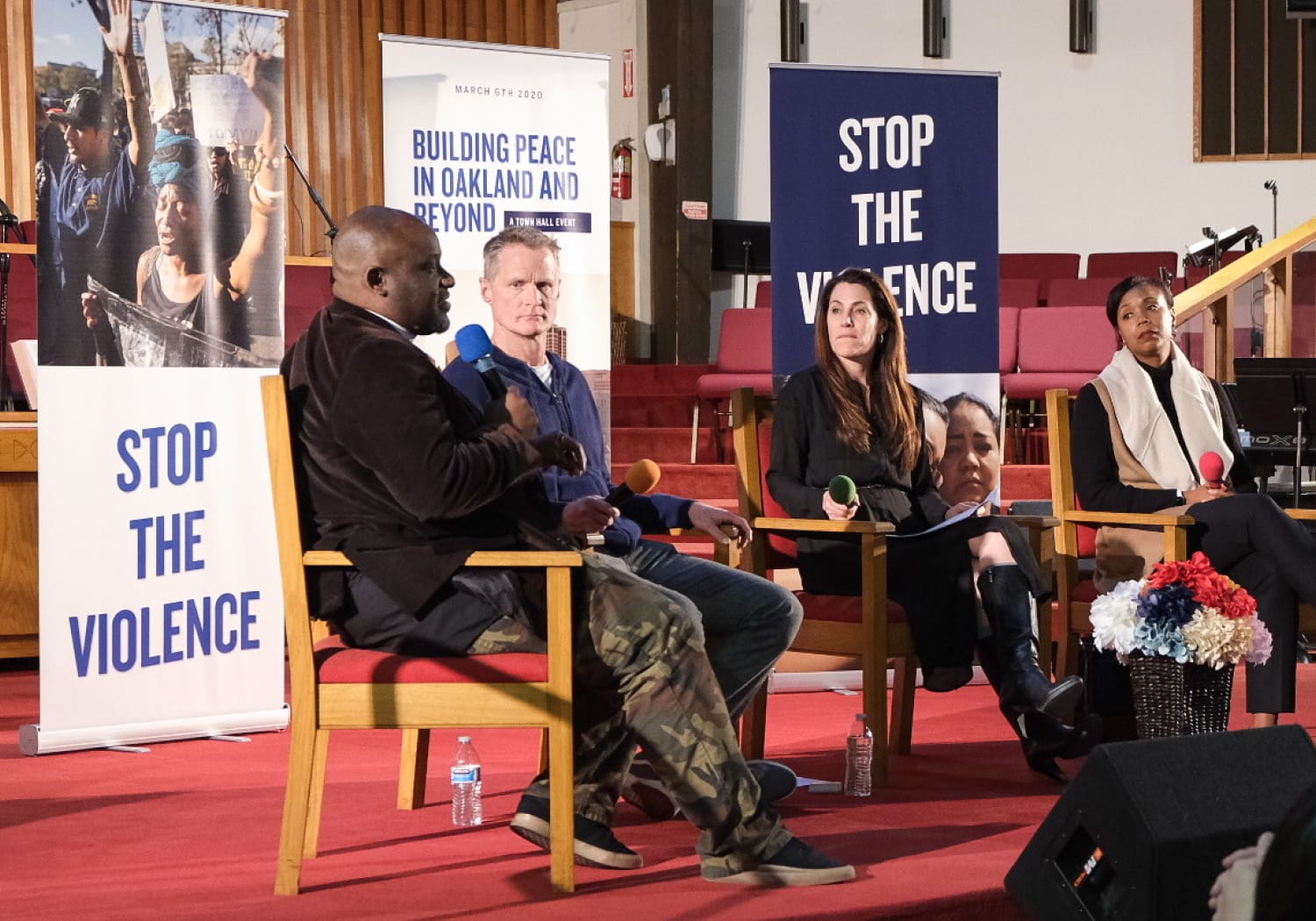 Pastor Mike addresses the town hall audience.