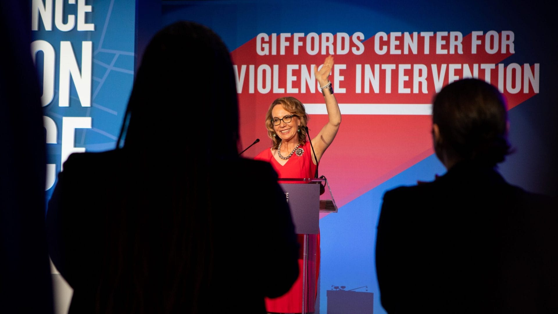 Gabby Giffords speaks at the Giffords Center for Violence Intervention conference. 