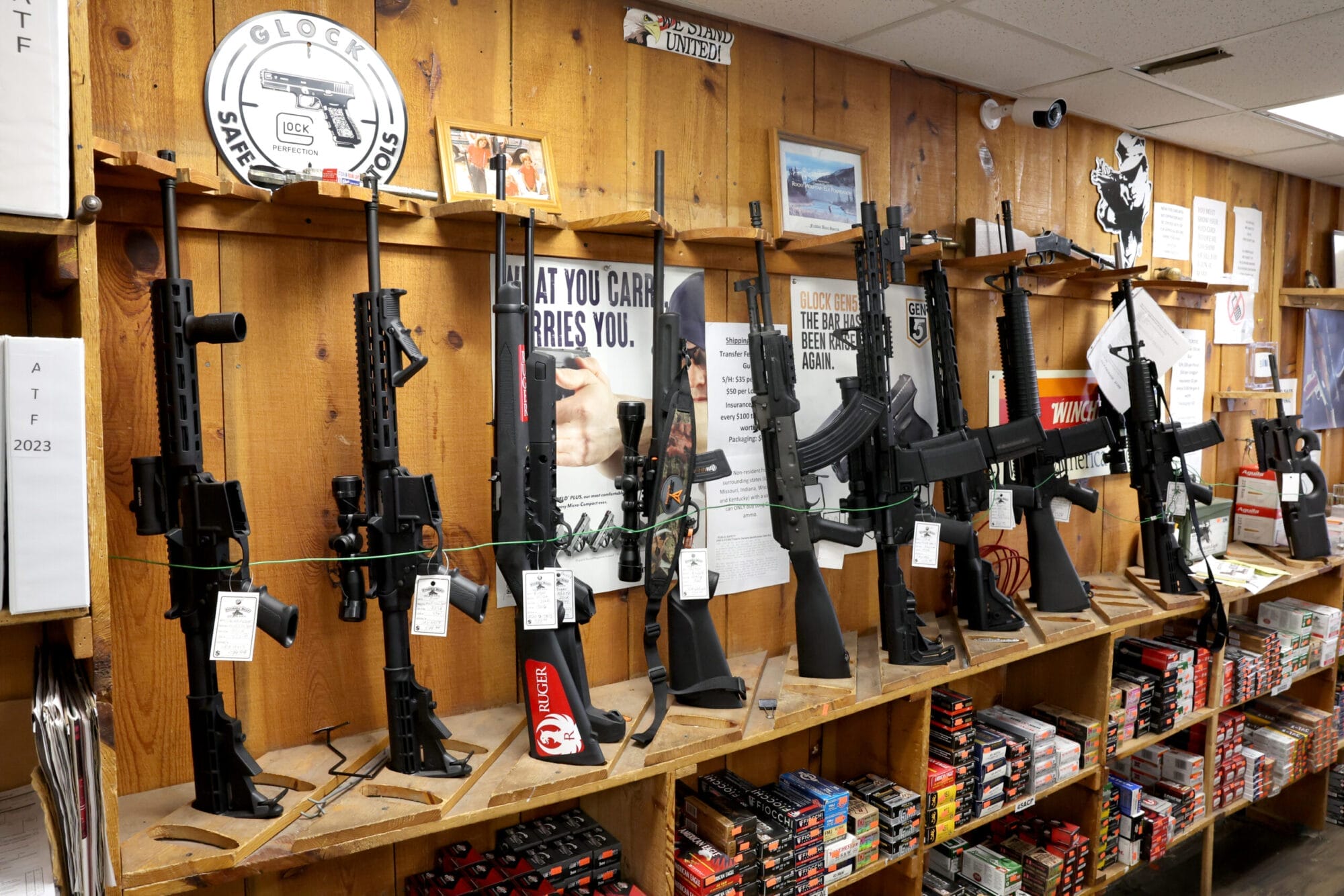 Assault weapons on display